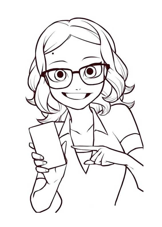 Online coloring book: Coloring Alya smiling with a phone